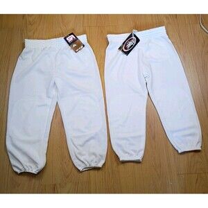 2 Pair Sz L (New) White Youth Baseball Pants Large~ Has Stains